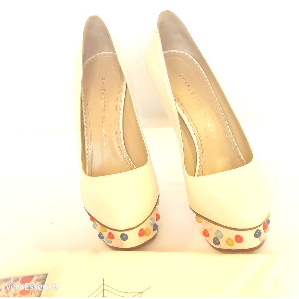 Charlotte Olympia Bejeweled Dolly Platform Pump Shoes SZ 38 MSRP $895 NWB - Picture 3 of 14